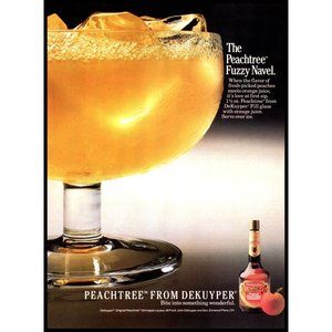 1987 Dekuyper Peachtree Schnapps Vintage Print Ad Fuzzy Navel Cocktail Wall Art